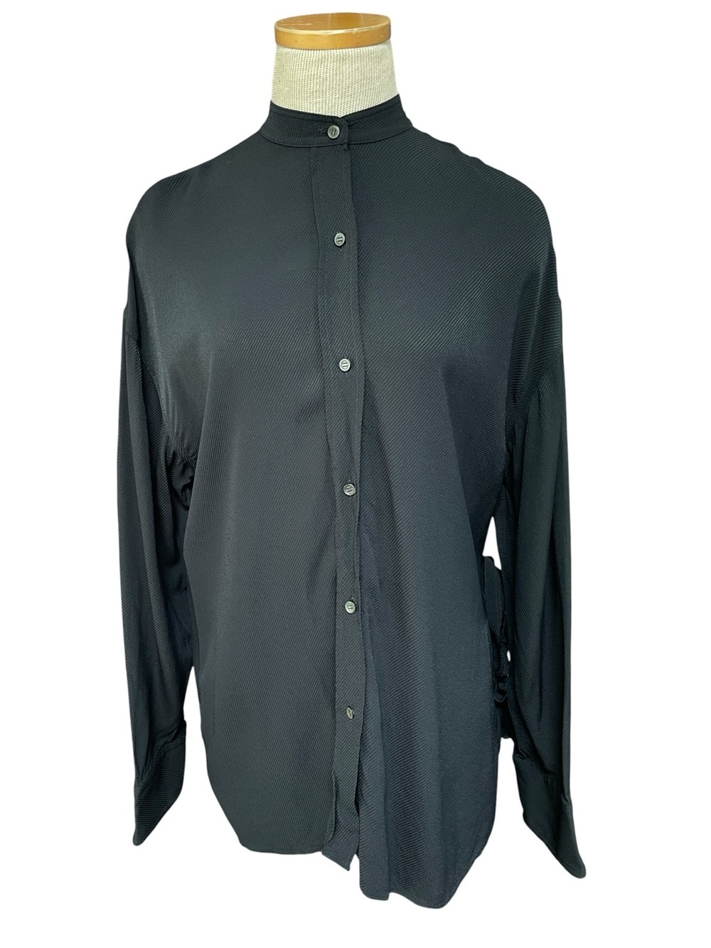 Helmut Lang Blouse Top Black Button Up Wrap Shirt Size Small